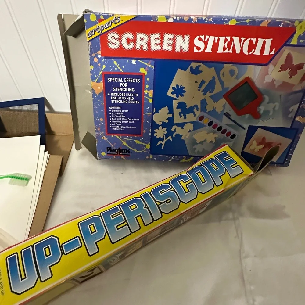 Playtime Artparts Screen Stencil & Up-Periscope Vintage Toy Set Kids Multicolor